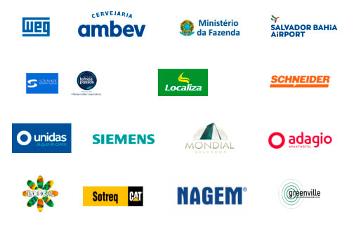 Clientes e Parceiros: Ambev - SIemens - Nagem - Localiza